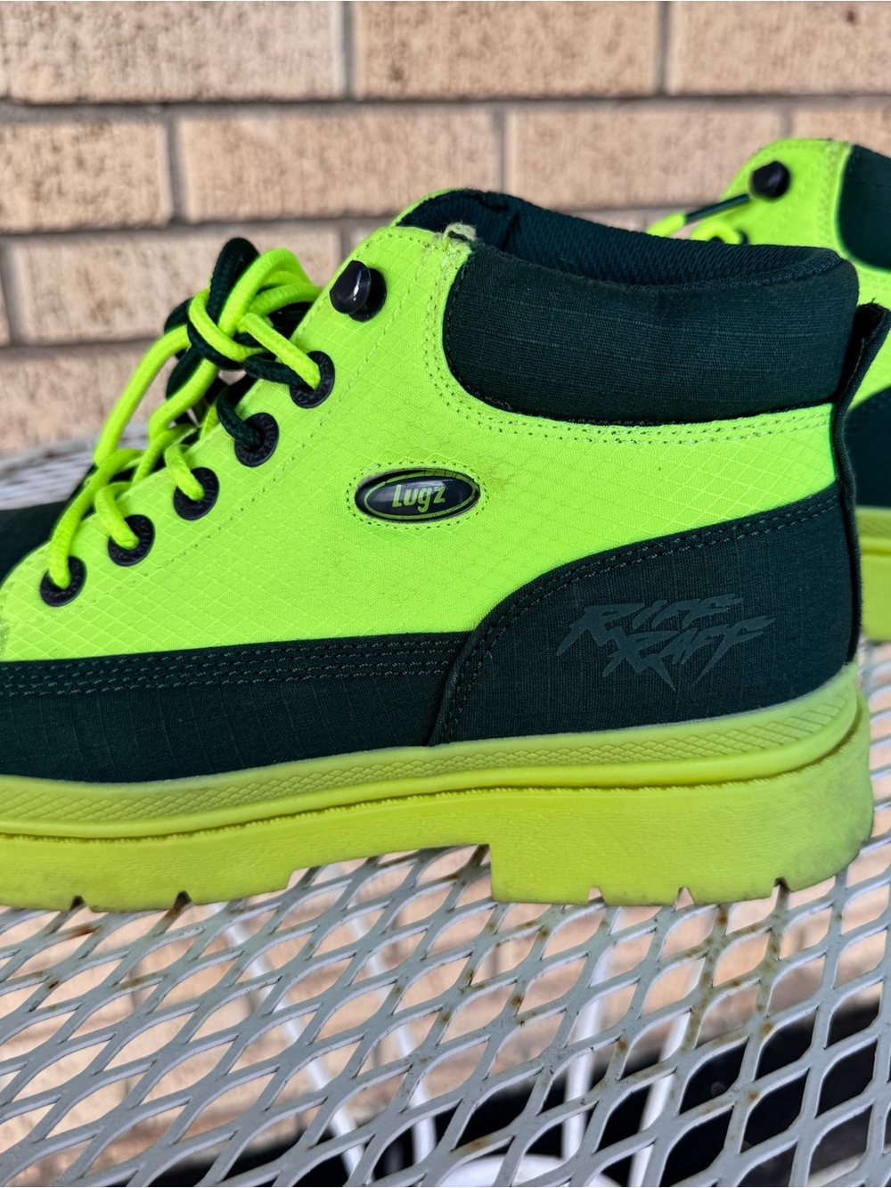 Lugz Kids High-Top Boot in Neon Green and Black
